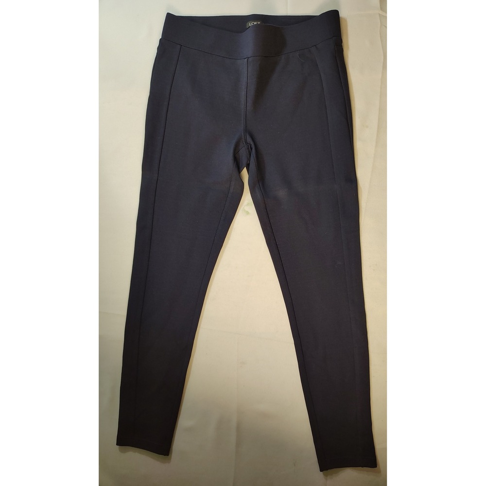 LOFT Womens Navy Blue Ponte Knit Leggings Mid Rise Stretch Pull On Pants Size M